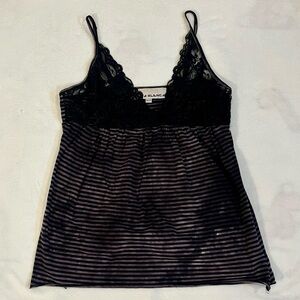Costa Blanca Striped Black and Purple Lace Cami Whimsigoth Fairycore Alternative